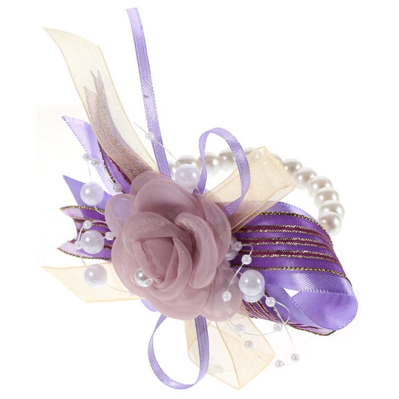 unbranded 1Pack Lace Wrist Flowers Corsage in Purple for Bridal Style Weddings