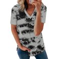 thumbnail image 1 of Womens Striped Color Block Short Sleeve Causal Blouses T Shirts Tops, 1 of 6