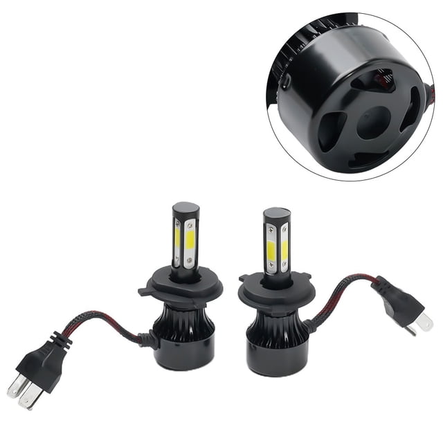 HighLow Beam 6500K H4 LED Headlight Bulbs, 9003 HB2, 2500W 375000LM, Safe Temperature, Fast Cooling, Long Lifespan