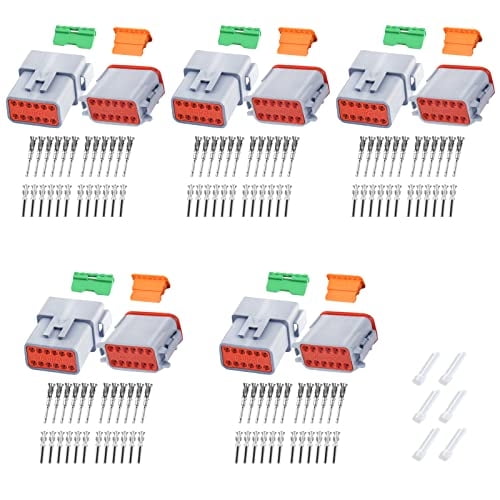 Conector Deutsch DT gris de 12 pines, 5 juegos, resistente al agua