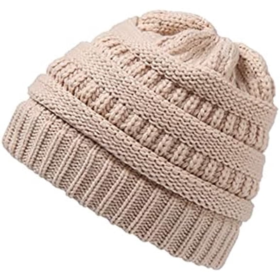 Womens Satin Lined Winter Beanie Cable Knit Beanie for Women Silk Lining Thick Chunky Hats Skull Warm Cap