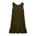 thumbnail image 4 of WXLWZYWL Women's Solid Round Neck Backless Strap Loose Dress Summer Casual Loose Back with Bow Tie Knee-High Cute Dress, 4 of 5