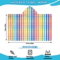 thumbnail image 2 of Colorful Striped Checkered Pattern Hooded Bath Towel，50"x30" for Ages 3 To 12 Kids, Quick Dry Lightweight Soft Microfiber Hood Beach Towel Cover Up for Kids, 2 of 7