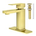 thumbnail image 1 of Grifo de baño Faustina de oro cepillado de una sola manija con desagüe, 1 of 9