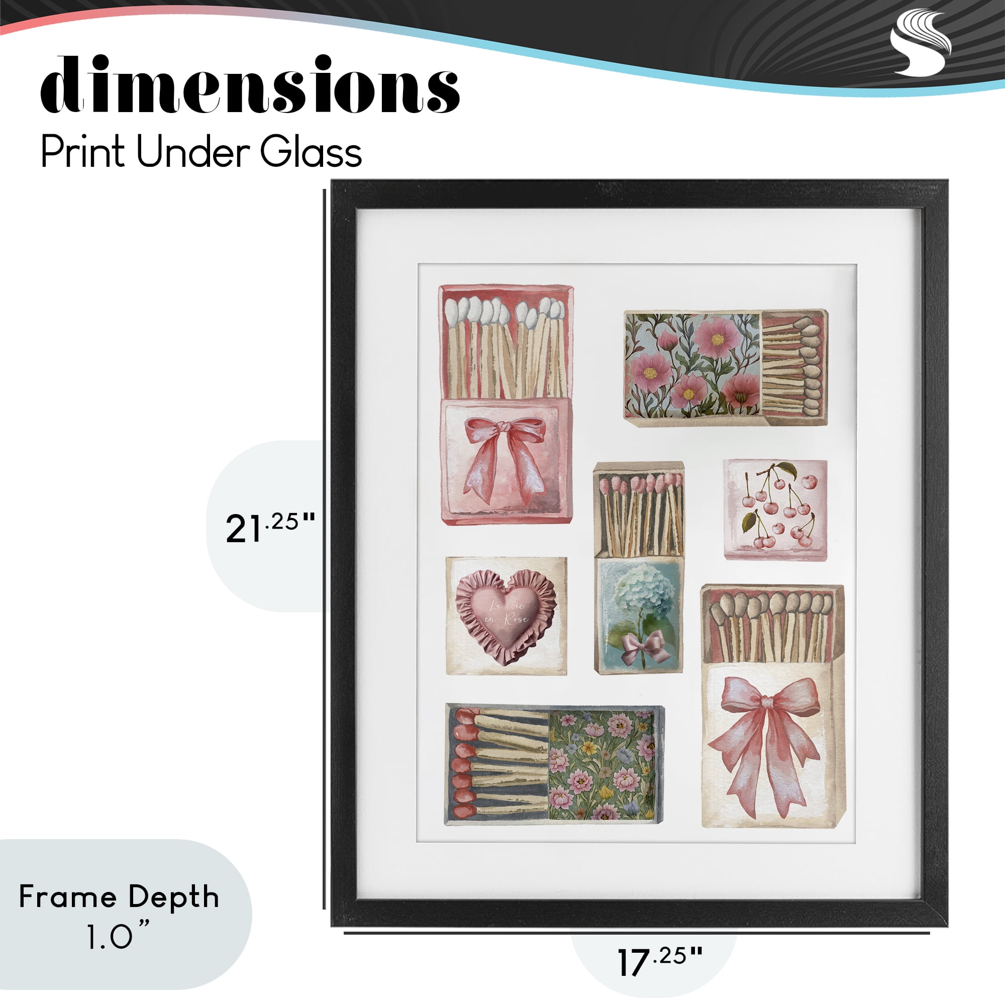 Stupell Industries Vintage Feminine Matchbooks Black Framed Print Under Glass, design by Elizabeth Medley