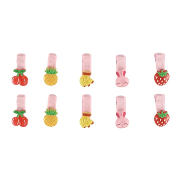 10 Pcs Cute Bunny Banana Strawberry Cherry Hair Clips for Girls Pink Yellow Red