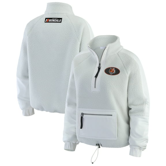 Women's WEAR by Erin Andrews White Cincinnati Bengals Polar Fleece Half-Zip Jacket
