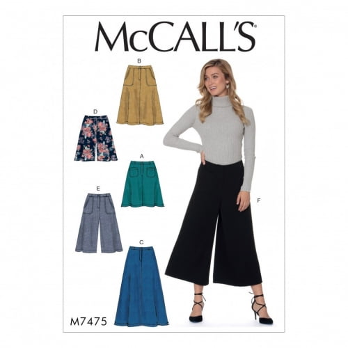 McCalls Ladies Easy Sewing Pattern 7475 Flared Skirts, Shorts