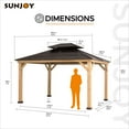 thumbnail image 2 of Sunjoy Chapman 11 x 13 ft. Outdoor Patio Cedar Framed Gazebo with Brown Double Steel Hardtop Roof for Garden, Backyard Shade, 2 of 8