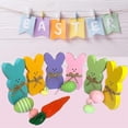 thumbnail image 5 of Easter Wooden Bunny Easter Decorations - Easter Wooden Table Centerpieces with Hemp Rope - 1PCS-6PCS Easter Spring Peeps Tiered Tray Decor Rabbit Shape Tabletop Decoration for The Home Office Tables, 5 of 11