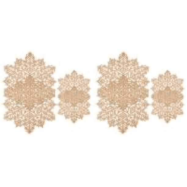 Juego Posavasos 4 Cubiertos Aislados Tapete Copo Nieve Mesa para Festivales (dorado)