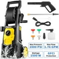 thumbnail image 5 of VEVOR Electric Pressure Washer, 2000 PSI, 1.76 GPM with 30 ft Hose, 5 Quick-Connect Nozzles, and Foam Cannon, Portable for Cleaning Patios, Cars, Fences, and Driveways, ETL Listed, 5 of 12