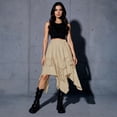 thumbnail image 5 of LWavelet Asymmetrical Lace Trim Midi Skirt Women Casual Trendy Edgy Versatile Bottoms Khaki S, 5 of 5