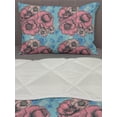 thumbnail image 3 of Floral Comforter & Sham Bedding Set, Classic Bouquets Engraved Vintage Feminine Spring Botanical Garden Essence, 3 pcs Duvet Set Microfiber Filling Quilt, 5 Sizes, Pink and Pale Blue, by Ambesonne, 3 of 4
