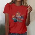 thumbnail image 2 of Tops de Manga Corta de Verano para las Mujeres Imprimir Blusa de Cuello Redondo, Moda Ligera de Poliéster Spandex, 2 of 3