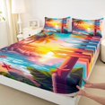 thumbnail image 4 of jejeloiu Tropical Beach Sign Bed Sheets,Starfish Palm Sunset Full Size Sheets For Boys,Pink Orange,4pcs,1 Flat Sheet, 1 Fitted Sheet and 2 Pillowcases, 4 of 6
