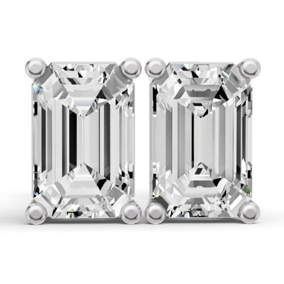 0.25 CTW Emerald Cut Lab Grown Diamond Solitaire Earrings With Prong Setting in 14K White Gold