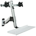 thumbnail image 1 of Displays2go Dual Flat Screen Holders for Desk Mount, Aluminum Construction – Silver Finish (VMSSWWM2), 1 of 1