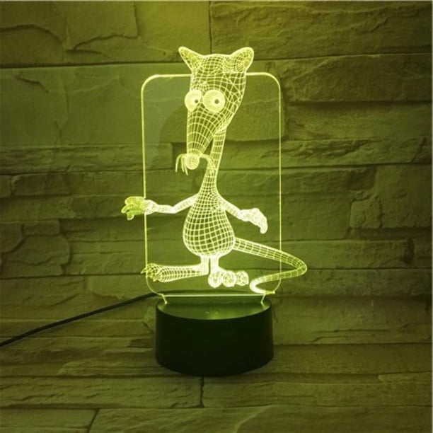 Lámpara de mesa con luz nocturna, ratón LED 3D para dormitorio infantil