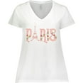 thumbnail image 3 of Inktastic Pink Paris Eiffel Tower with Flowers Women's Plus Size V-Neck T-Shirt, 3 of 5