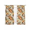 thumbnail image 2 of Sheer Curtains 72 Inches Long 2 Panels, Fall Thanksgiving Orange Pumpkin Rod Pocket Curtain Voile Draperies, Green Leaves Retro Linen Light Filtering Window Treatment for Living Room Kitchen Bedroom, 2 of 8