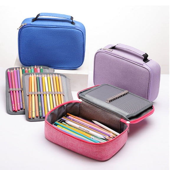 Large Capacity Canvas Zippered Pencil Pouch for Kids, Pencil Case Organizer with Handle, School Supplies Pencil Box for Girls.