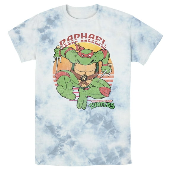 Men's Teenage Mutant Ninja Turtles Distressed Raphael in Action  Graphic Tee White/Blue Medium