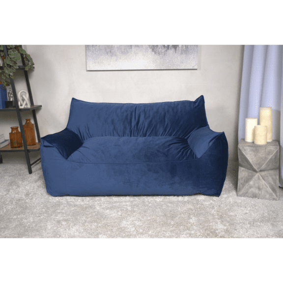 Newboti Furniture Fila Velveteen 2 Seater Oversized Bean Bag Chair with Armrests, Navy Blue BN.2582