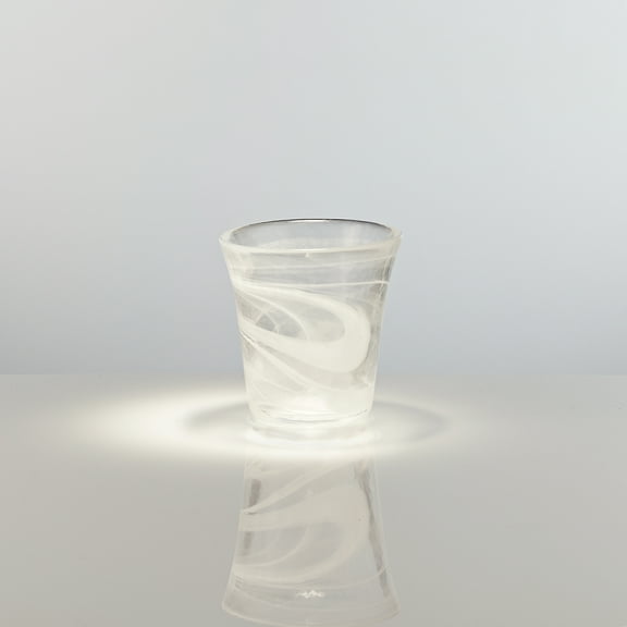 Burns Glass Euro Style Cloudy White Beverage - Rocks 10 oz Hand thrown thick and Unique (set of 2)