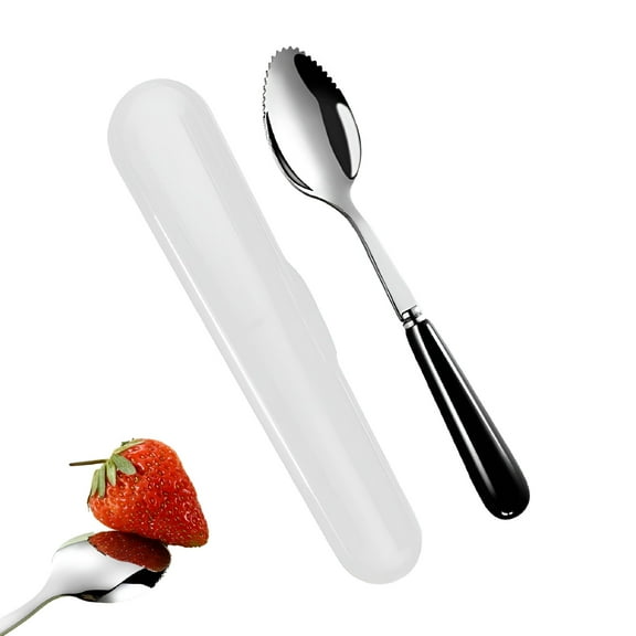 ACDANC Grapefruit Spoons with Round Serrated Edges for Fruit and Dessert,Ceramic Handle Stainless Steel Spoons with Storage Box