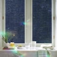 Window Privacy Film Decorative, Navy Blue Color Stained Glass Window ...