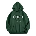thumbnail image 5 of Ecqkame Women's Cute Printed Hoodies Off Shoulder Sleeves Long Sleeved Hooded Sweatshirts Lightweight Fashion Tops Green L, 5 of 6
