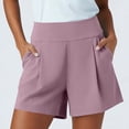 thumbnail image 2 of Miluxas Women's High Waisted Pleated Shorts Lightweight Flowy Casual Wide Leg Shorts with Pockets Comfy Summer Shorts for Yoga Workout Pink, 2 of 7