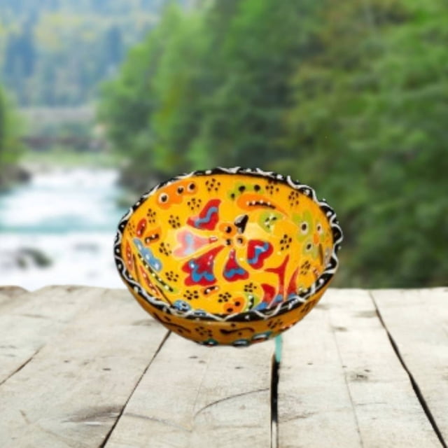 Turkish Ceramic Bowls Handcrafted - 5 cm Round Decorative Mini Bowls for Spices, Snacks, Soap, Condiments - Set for Kitchen or Home Décor