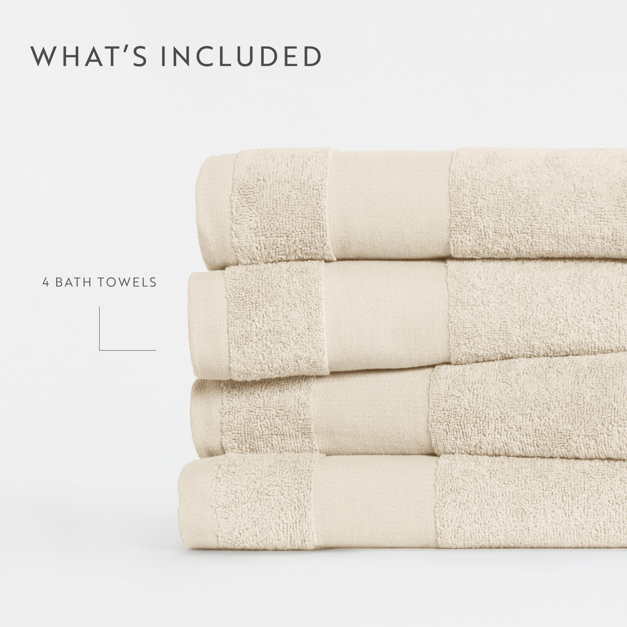 Noble Linens 4 pack Essential Cotton Bath Towels