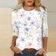 thumbnail image 1 of ICHUANYI Clearance Women's Fashion Printed T-shirt Mid-length 3/4 Sleeves Blouse Round Neck Casual Tops(White, XXL) ICHUANYI WER2023081010956, 1 of 4
