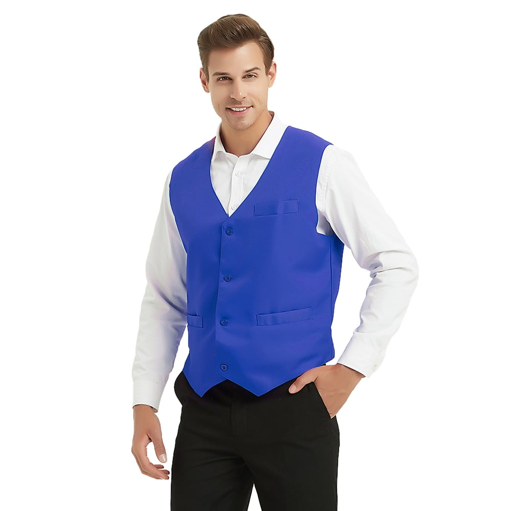 blue button vest