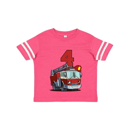 

Inktastic 4th Birthday Fire Truck Gift Toddler Boy or Toddler Girl T-Shirt