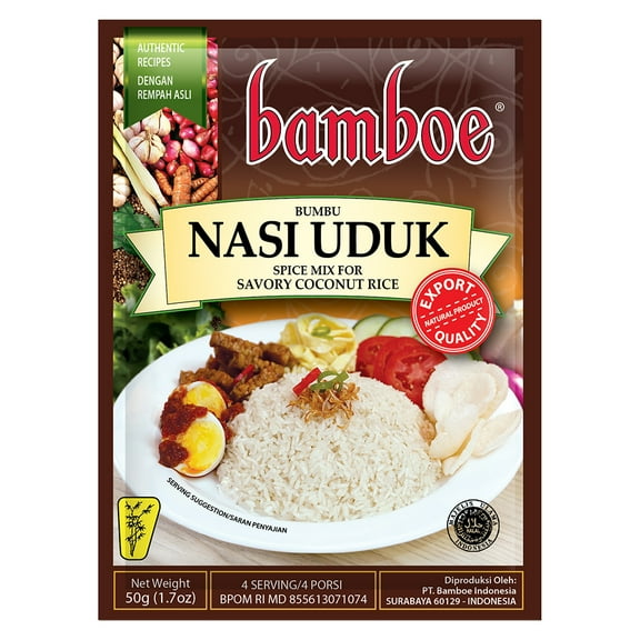Bamboe - Nasi Uduk/Rice Cooked with Coconut Milk 6 x 1.7 oz - Product of Indonesia by Bamboe