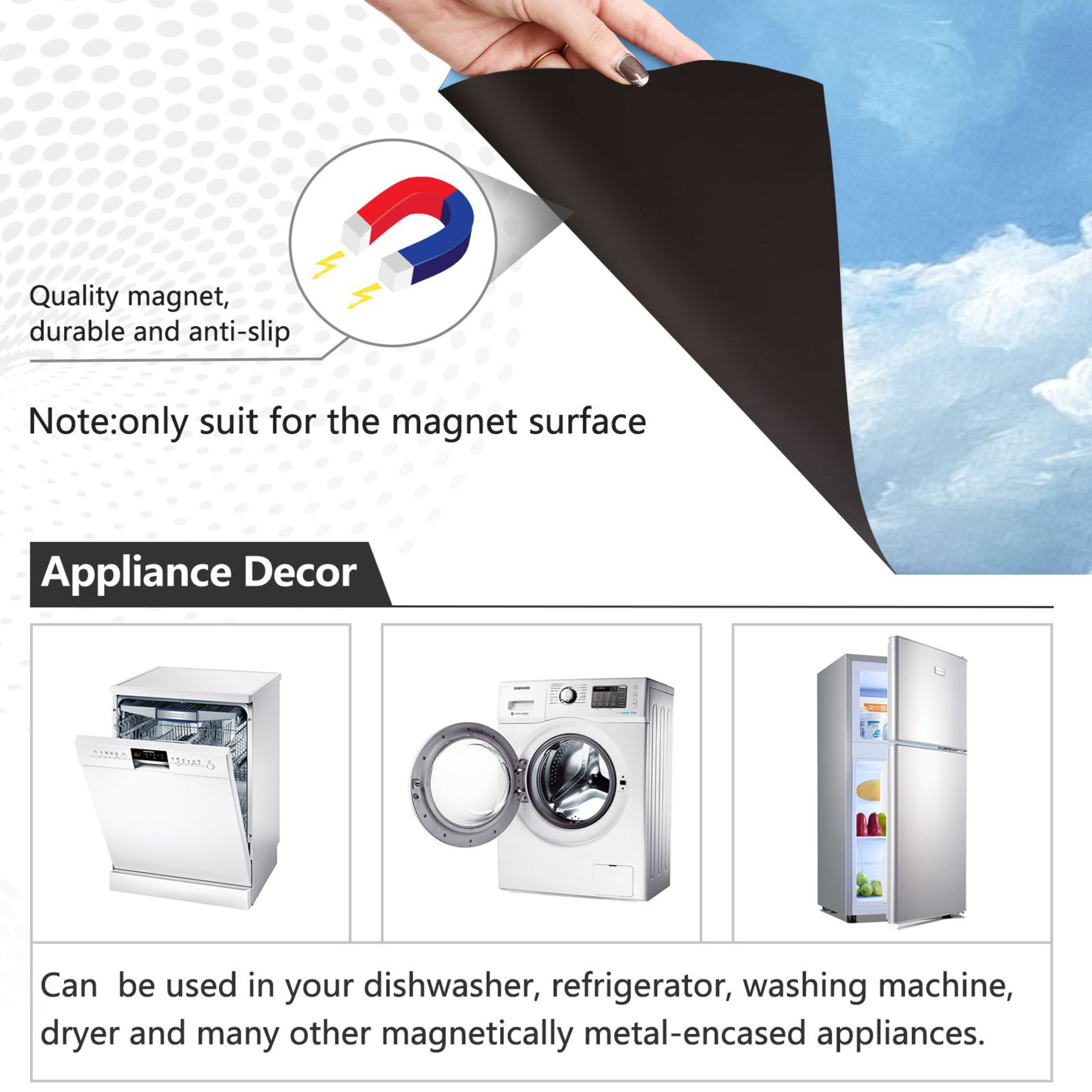 Dishwasher Magnetic Sticker 23x26 Inch Refrigerator Magnetic Sticker Washing Machine Magnetic Sticker Kitchen Panel Magnetic Sticker Home Decor Sea Of White Clouds