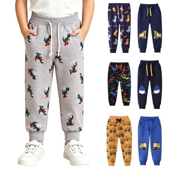 Asxite Toddler Boys Fashion Casual Loose Sweatpants Winter Pants Embroidery Print Pockets 1-8 Y