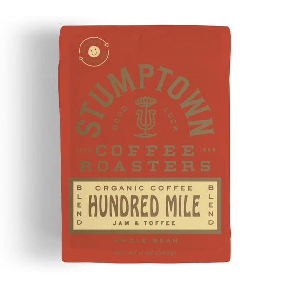 Stumptown Coffee Roasters, Medium Roast Organic Whole Bean Coffee - Hundred Mile 12 Ounce Bag with Flavor Notes of Jam and Toffee