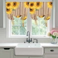 thumbnail image 5 of Sunflower Tie Up Curtain 45 Inches Long, Country Yellow Sunflowers Floral Leaf Brown Wood Grain Balloon Style Kitchen Window Curtain Over Sink, Small Window Rod Pocket Curtain 42"x45", 5 of 9