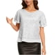 thumbnail image 3 of Craaazy Women's Sparkle Short Sleeve Top with Scallop Hem and Round Neck Gifts, 3 of 9