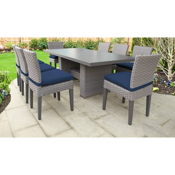 TK Classics Monterey Wicker 9 Piece Patio Dining Set with Armless