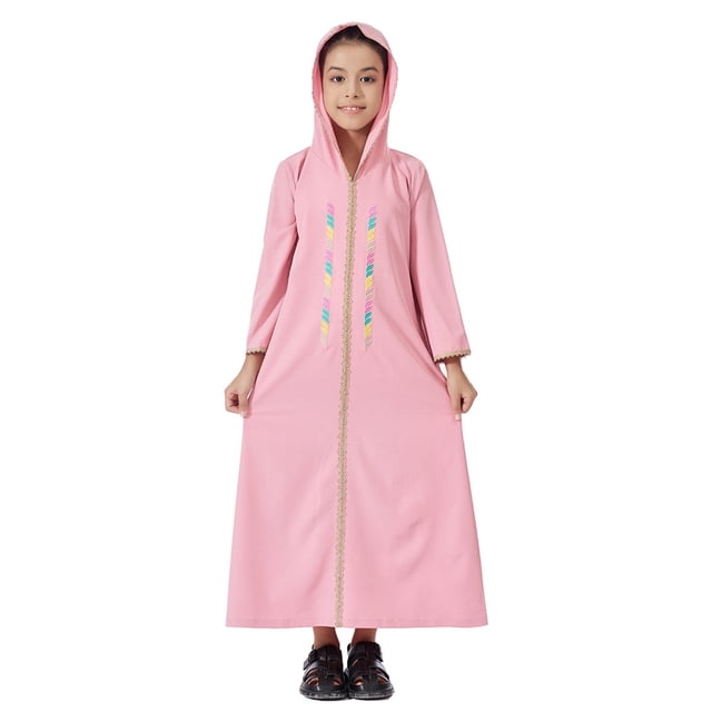 oqasdz Robe Fille Brodée Exquise Robe à Capuche pour Filles Élégante avec Dentelle Manches Longues Robe de Soirée avec Appliqué Floral