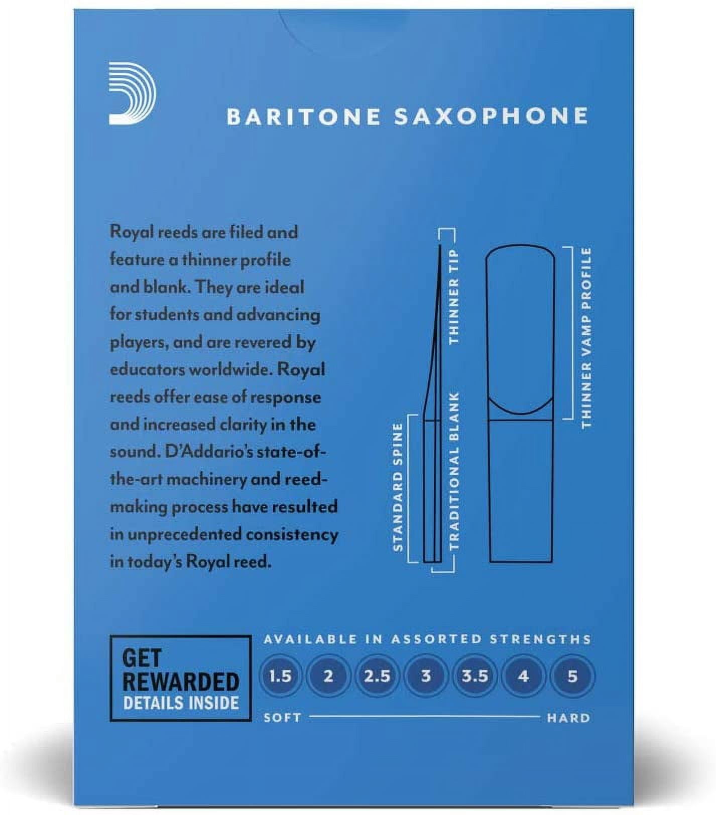 Rico Royal Baritone Sax Reeds, Strength 1.5, 10-pack