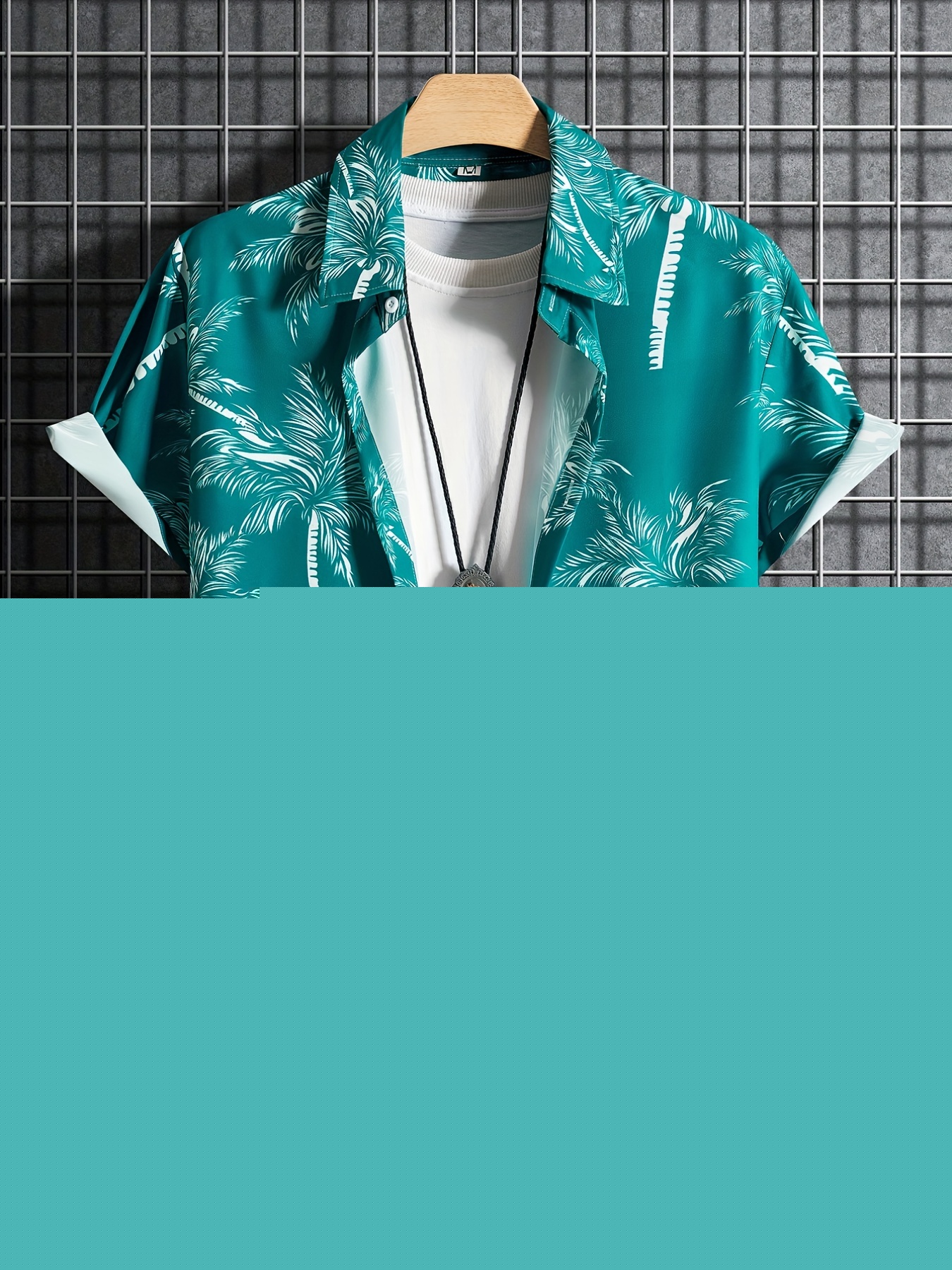 thumbnail image 3 of Camisa informal de manga corta con estampado de palmeras, camisa hawaiana para hombre para vacaciones de verano, ropa con botones y estampado de resort, 3 of 4