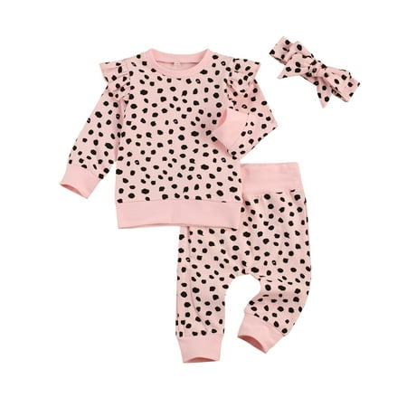 

Douhoow Infant Girl 2Pcs Autumn Clothes Long Sleeve Polka Dot Sweatshirt Pants