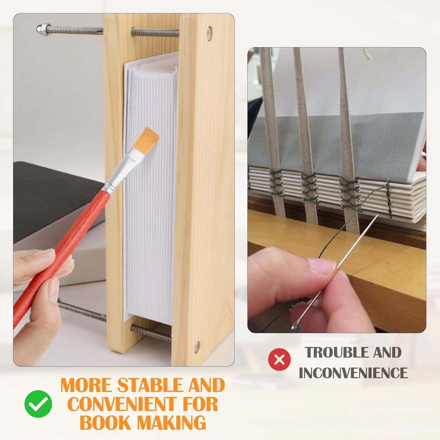 Wooden Book Press, 30 x 20 cm Book Press, Multifunctional Manual Sturdy Bookbinding Tool, Practical Bookbinding Accessories, DIY Bookbinding Labels, Wood Shape Factor, Upholstery Press for Home